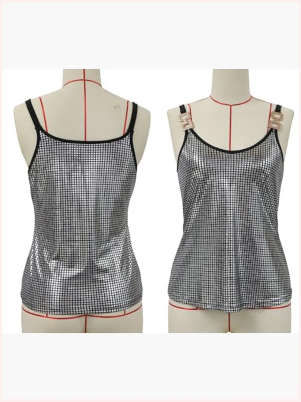 Sparkly V-Neck Cami Top Sleeveless Sequin Tank Party Club - Picture 5 of 7